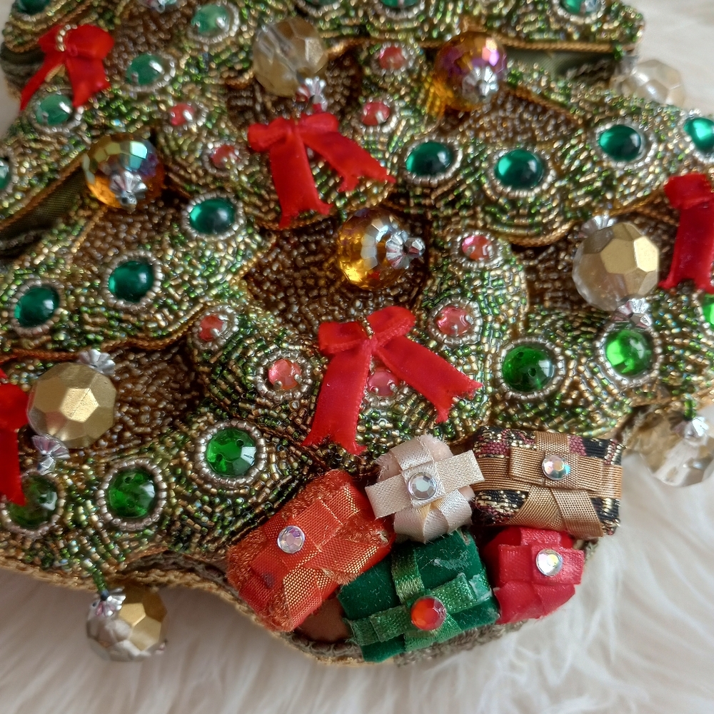 Mary Frances Will All the Trimmings Beaded Christmas Tree Holiday Vintage Bag - Picture 4 of 16